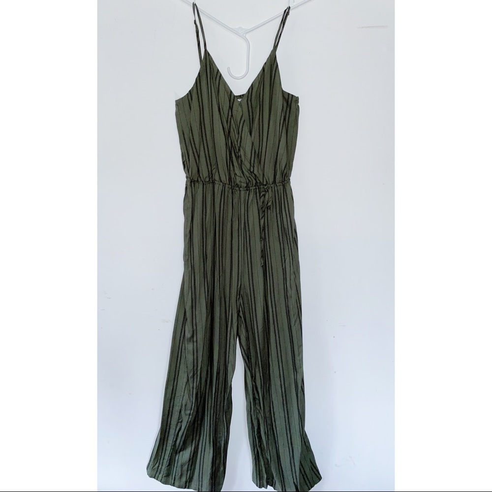 Olive striped jumpsuit